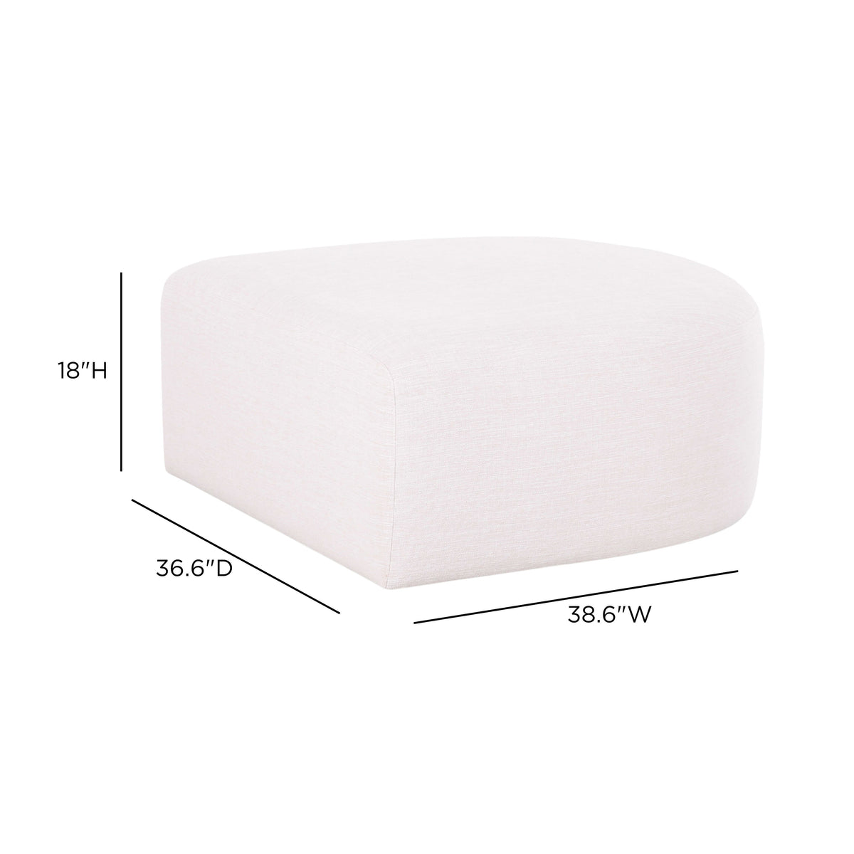 Gorge modular performance fabric ottoman positioned as a chaise extension in a modern living room
