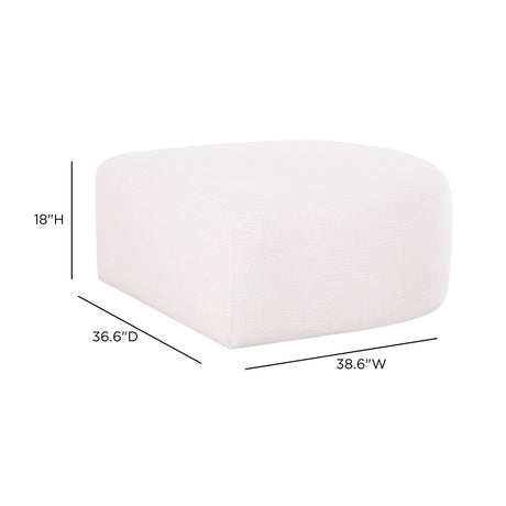 Gorge modular performance fabric ottoman positioned as a chaise extension in a modern living room