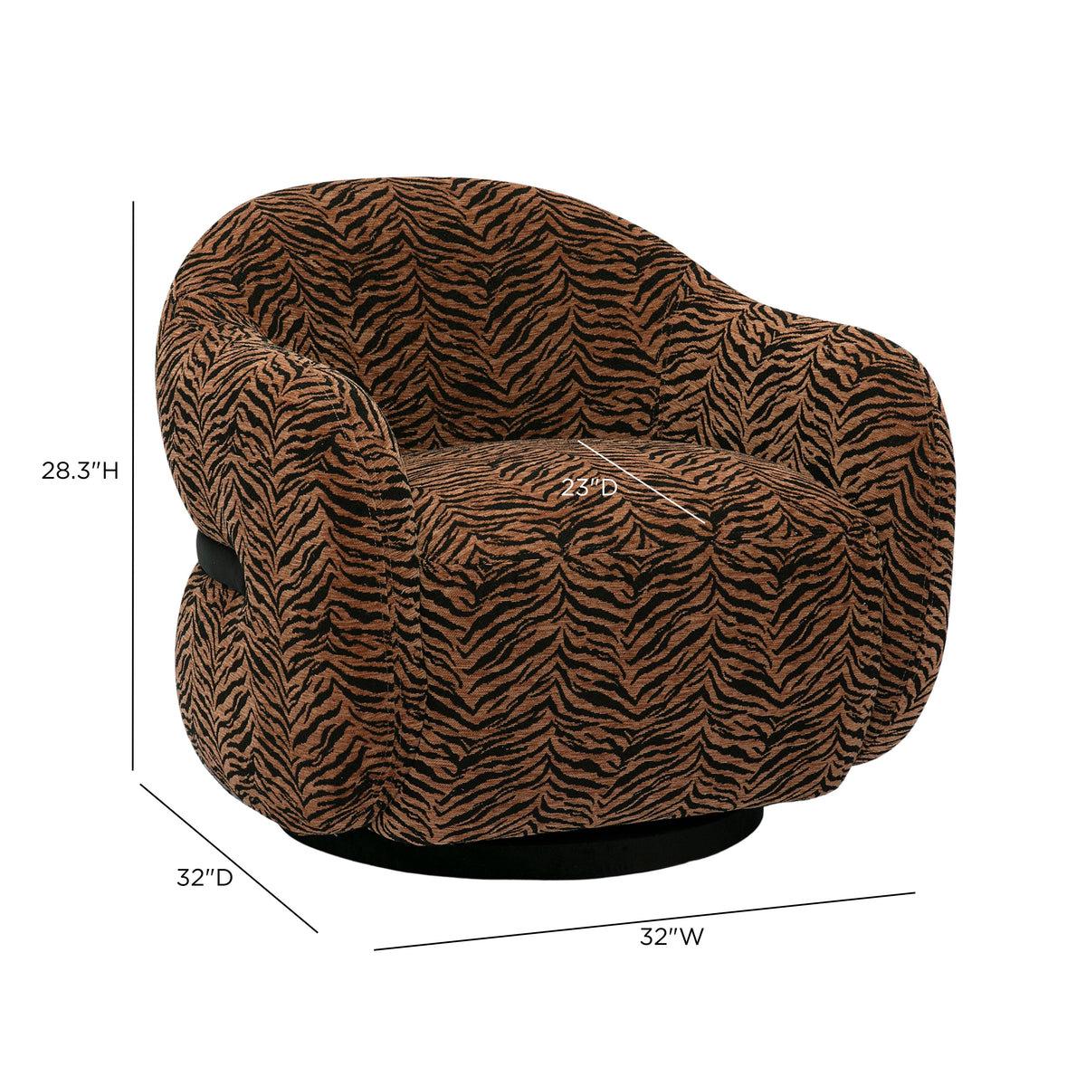 FOAK Salma swivel armchair positioned in a modern living room setting
