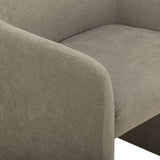 Crawley Wabi-Sabi style fully upholstered chair on hardwood flooring