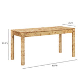 Berri 60" Natural Burl 3-Drawer Work Desk - View 8