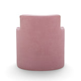Passe Tasseled Velvet Swivel Accent Chair in Pink close-up of fringe tassel skirt