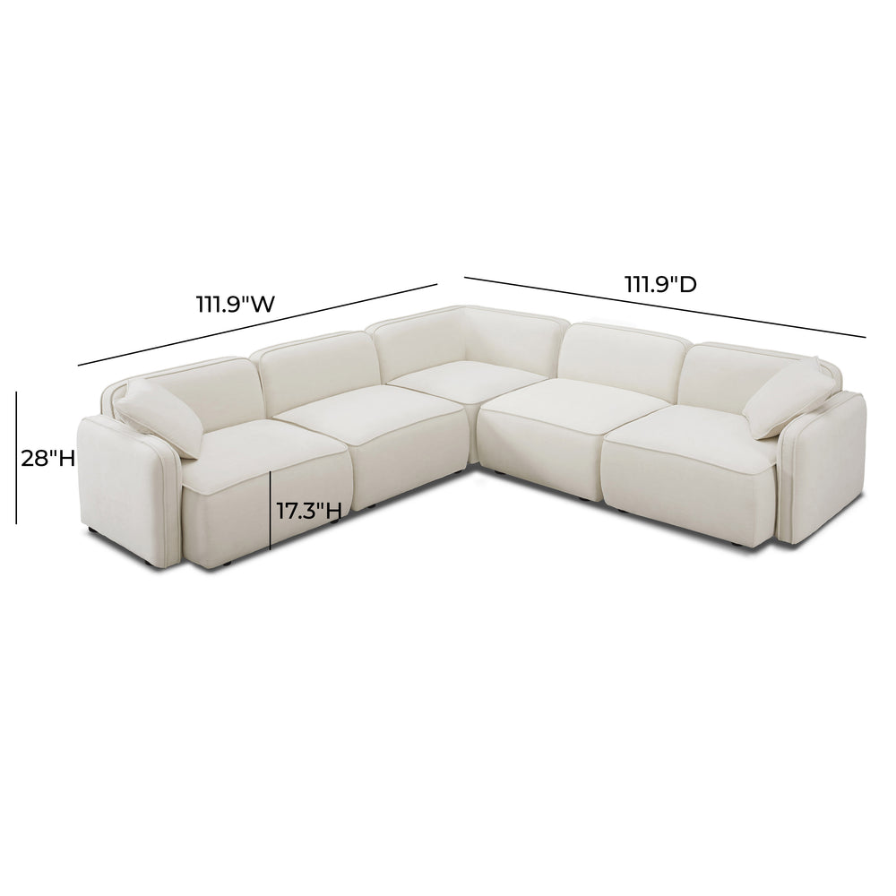 Travie 5-Piece Sand Upcycled Linen Modular L-Sectional dimensions