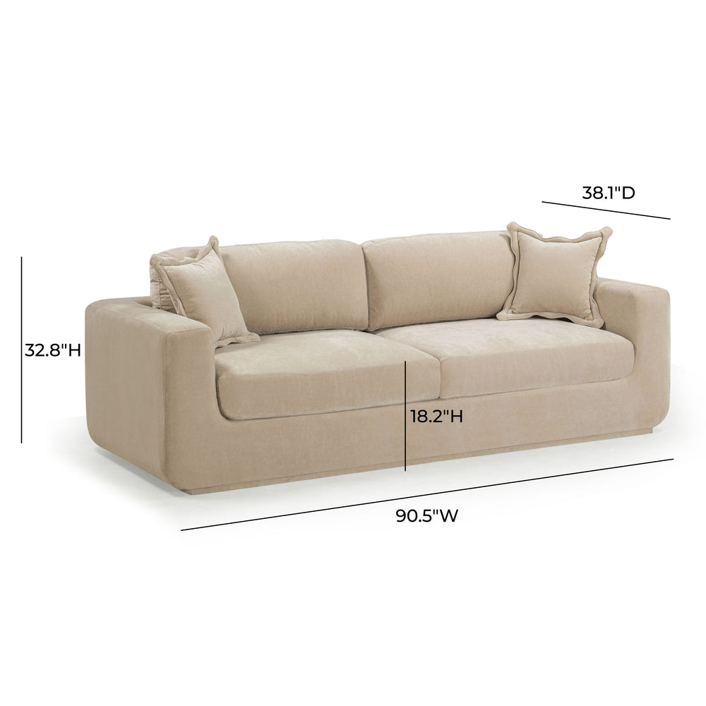 Miri 90.5" Upcycled Washed Velvet Sofa dimensions