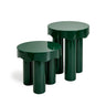 Front view of Casper high gloss nesting tables arranged together in living room setting