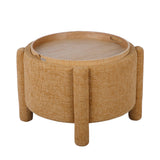 Bellamy Railroad Chenille Storage Stool top view displaying smooth circular profile