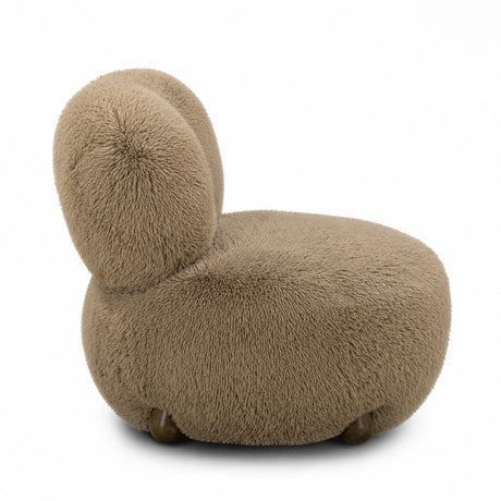 Overhead top-down perspective of the curved seat and backrest of the Pucker Accent Chair