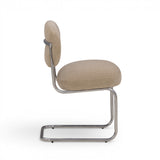 Becky Performance Chenille Chair side profile showing cantilever floating base