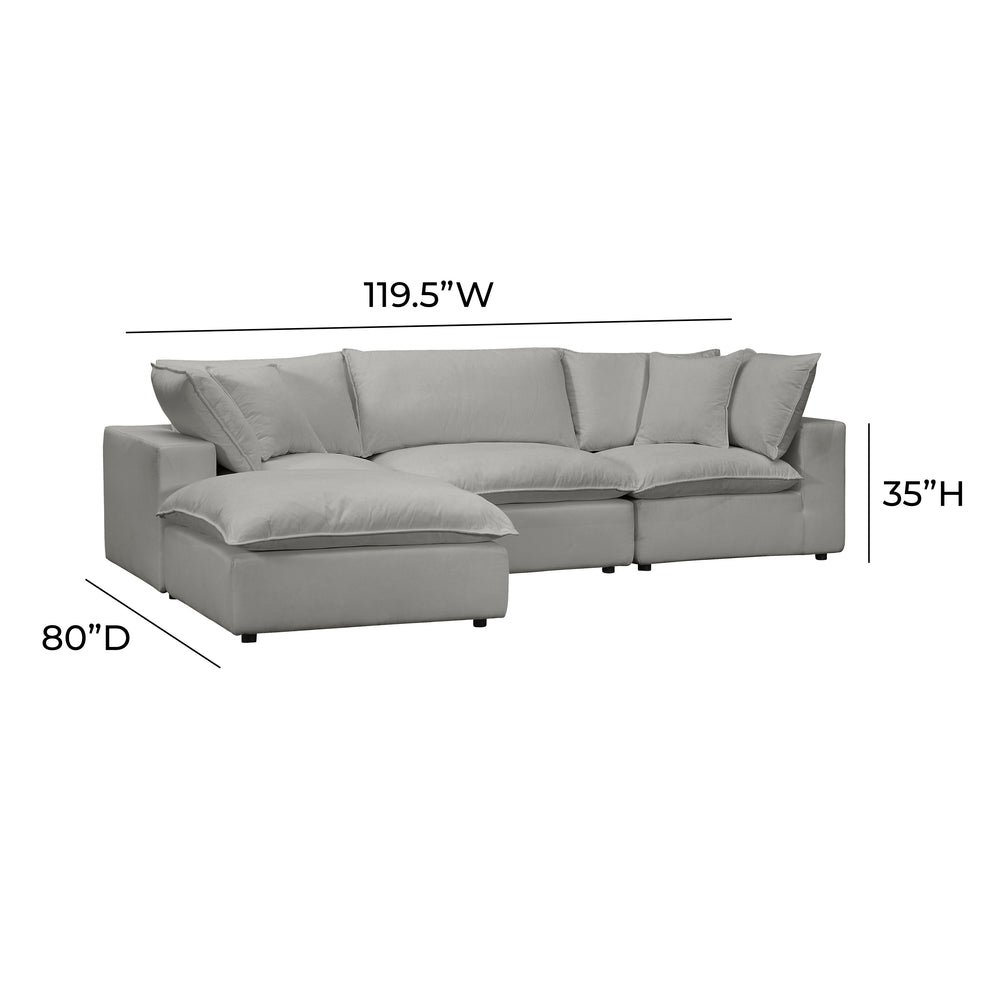 Cali 4-Piece Performance Fabric Modular Sectional dimensions