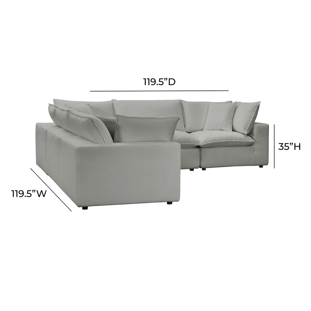 Cali 5-Piece Performance Fabric Modular L-Sectional dimensions