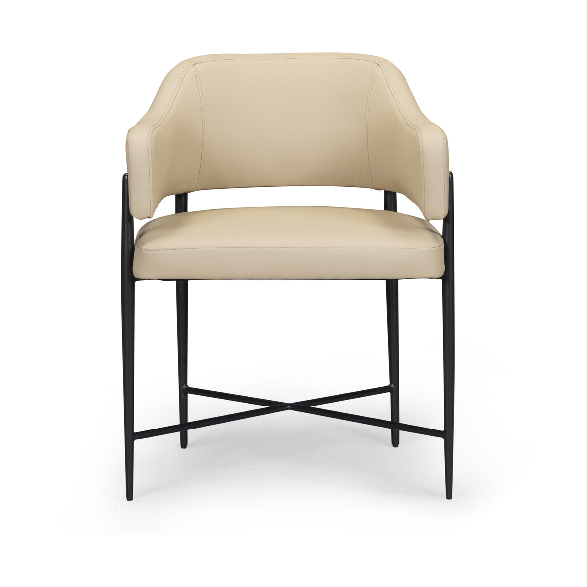 Back view of Sezanne dining chair highlighting smooth vegan leather finish