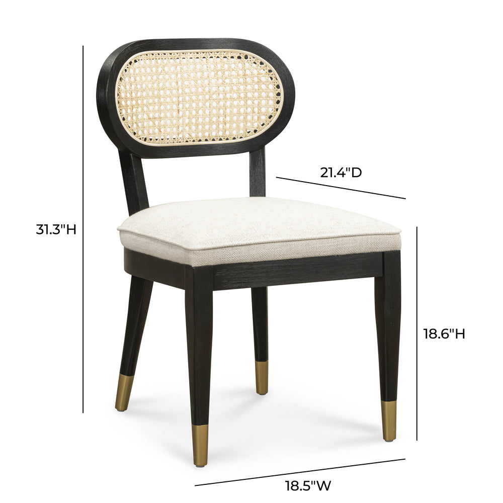 Cosette Black Dining Chair in Cream Performance Linen dimensions