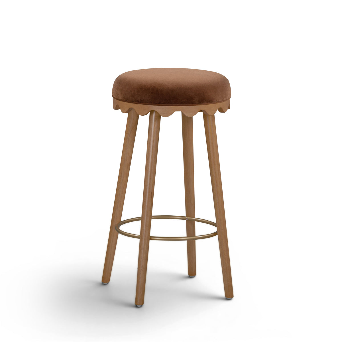 Oodle Performance Vegan Mohair Bar and Counter Stool brushed stainless steel finish on footrest