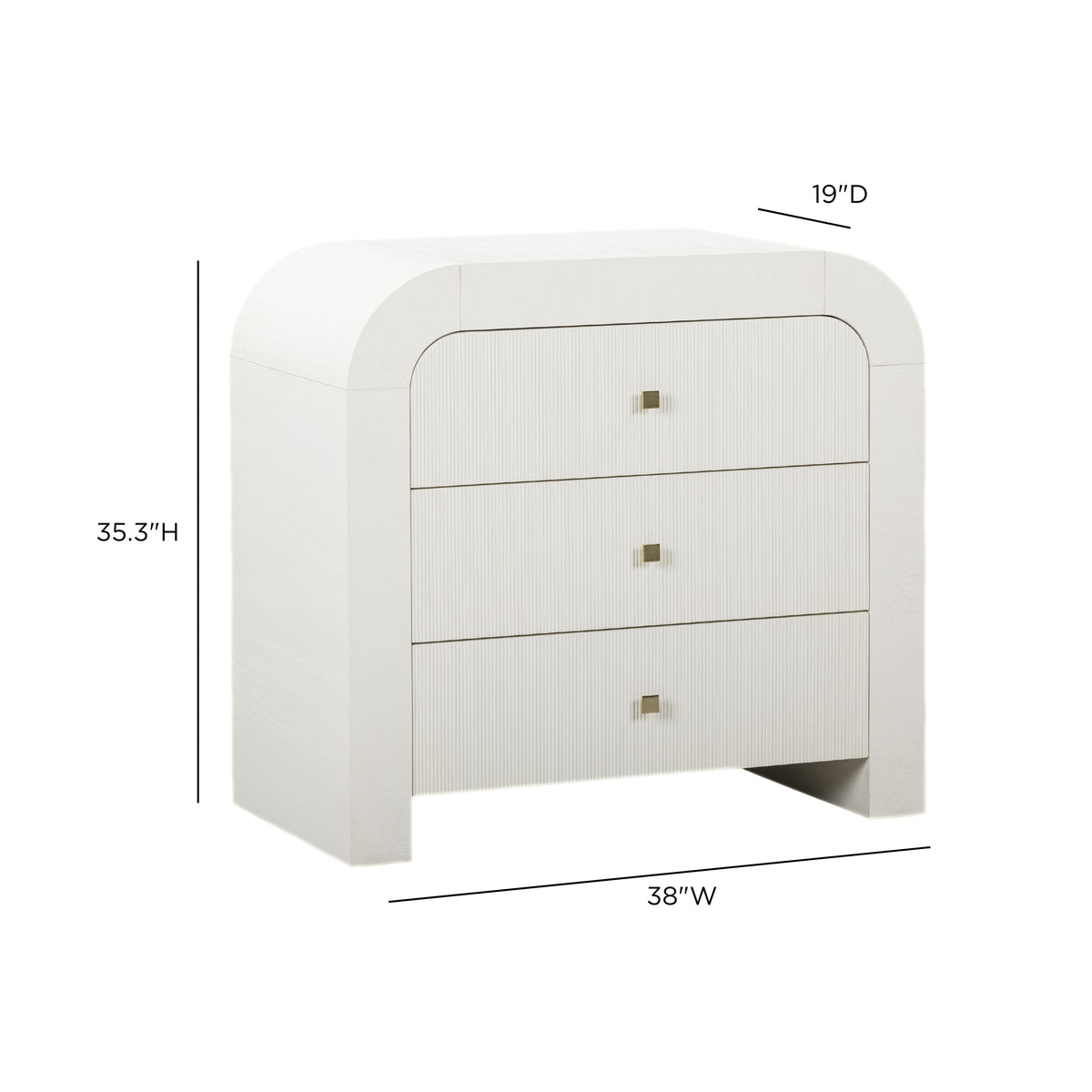 Hump 3-drawer arched chest in black finish three-quarter view