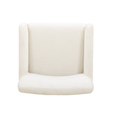Crawley chenille dining chair three-quarter angle in neutral bone upholstery