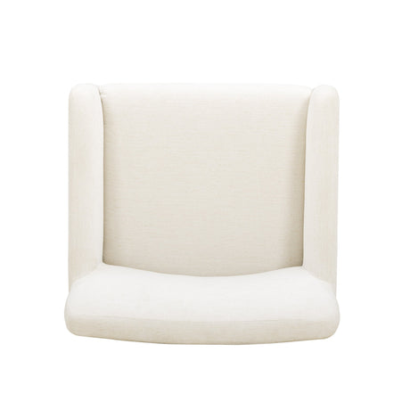 Crawley chenille dining chair three-quarter angle in neutral bone upholstery