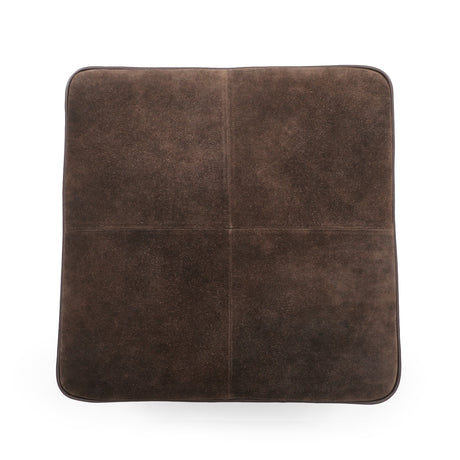 Close up of structural seam stitching and perimeter fringe on Daphne ottoman