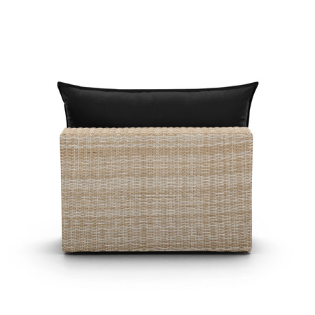 Side view of the black wicker Cali armless outdoor modular chair