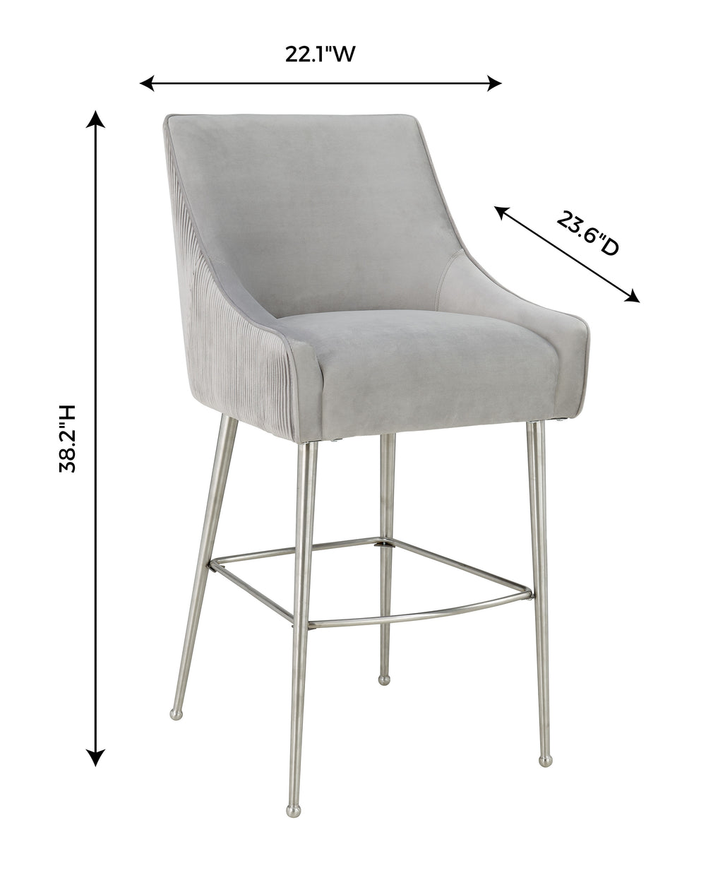 Beatrix Pleated Velvet Stool dimensions