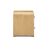 Marissa 2-Drawer Bedside Table three-quarter angle view showing curved silhouette
