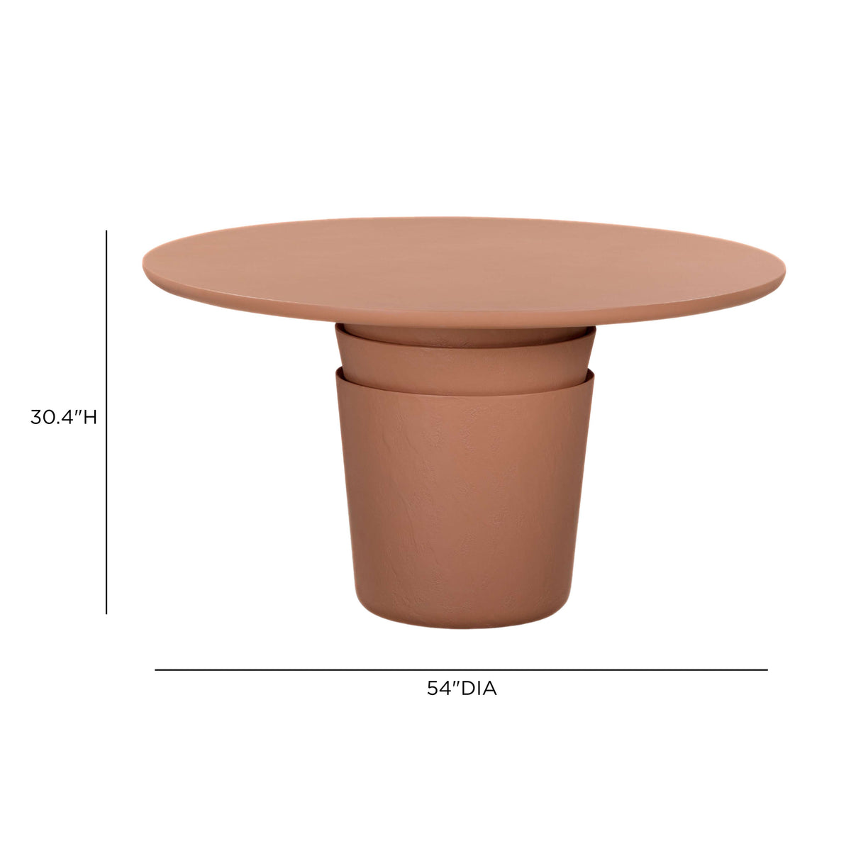 Sculptural tapered pedestal base of the Margot concrete round dining table close up angle