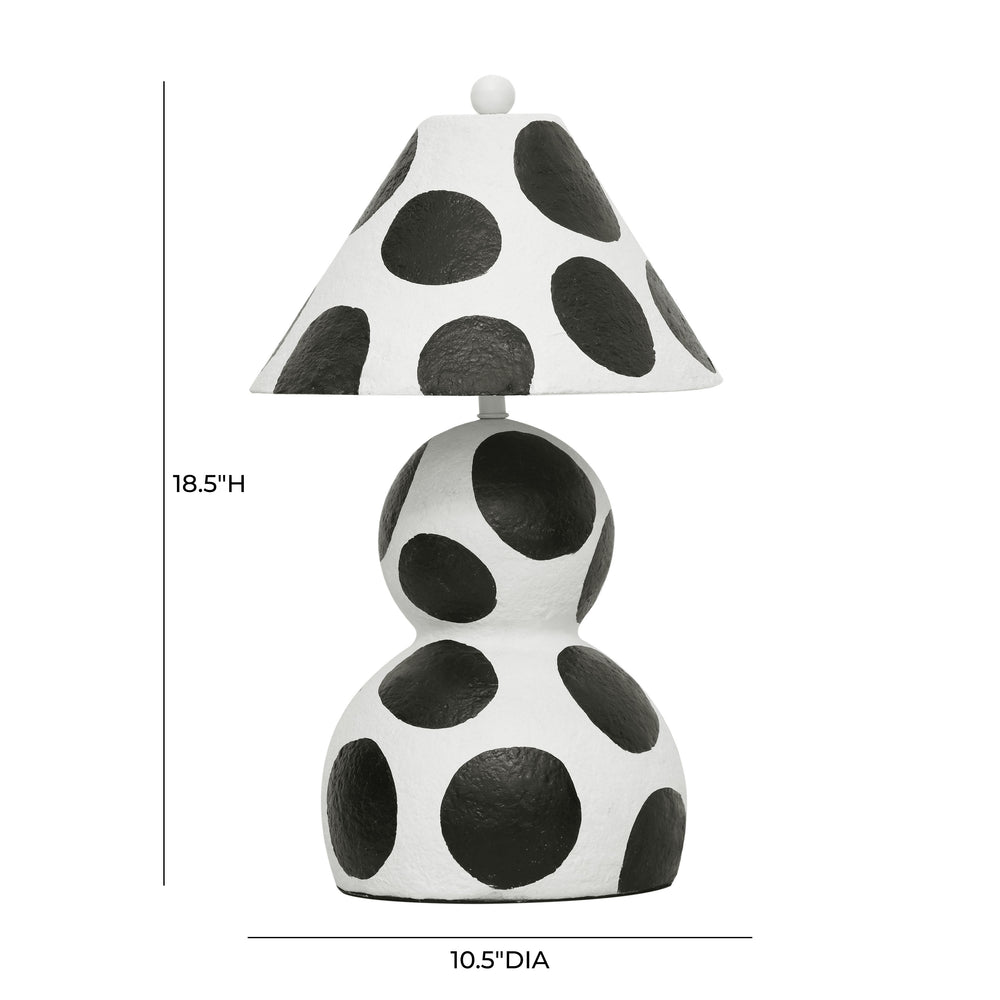 Lerici Black and White Papier Mache Table Lamp dimensions