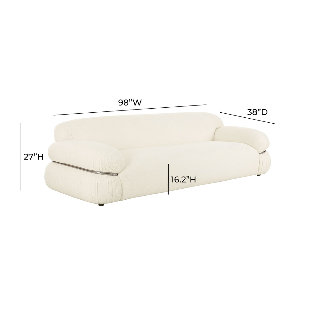 Leyla 98" Cream Boucle Sofa dimensions