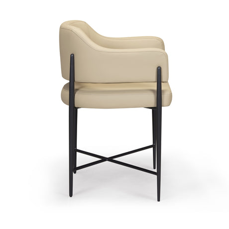 Sezanne dining chair in cream vegan leather finish front perspective