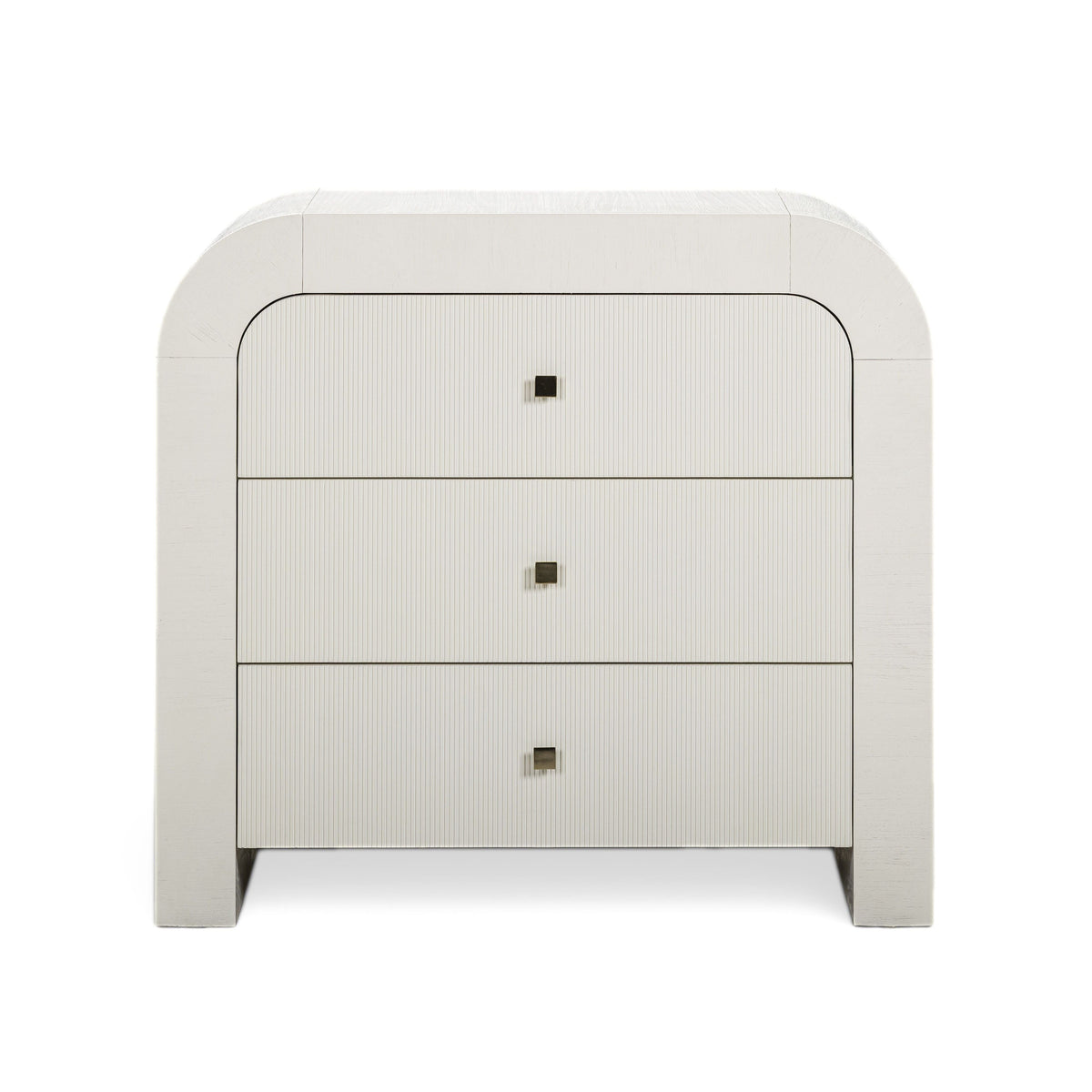 Hump 38-Inch Arched 3-Drawer Bedside Chest front elevation in white finish