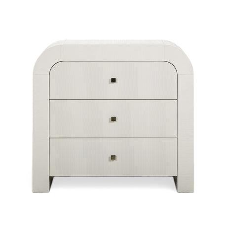 Hump 38-Inch Arched 3-Drawer Bedside Chest front elevation in white finish
