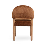 Three-quarter view of Bruno thick chenille dining chair in modern dining room setting