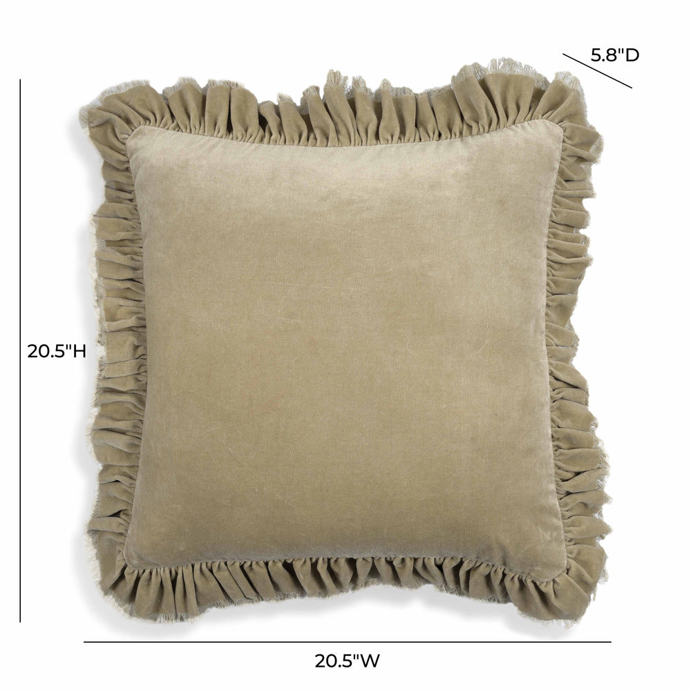 Alessia 20.5" Distressed Velvet Square Accent Pillow dimensions