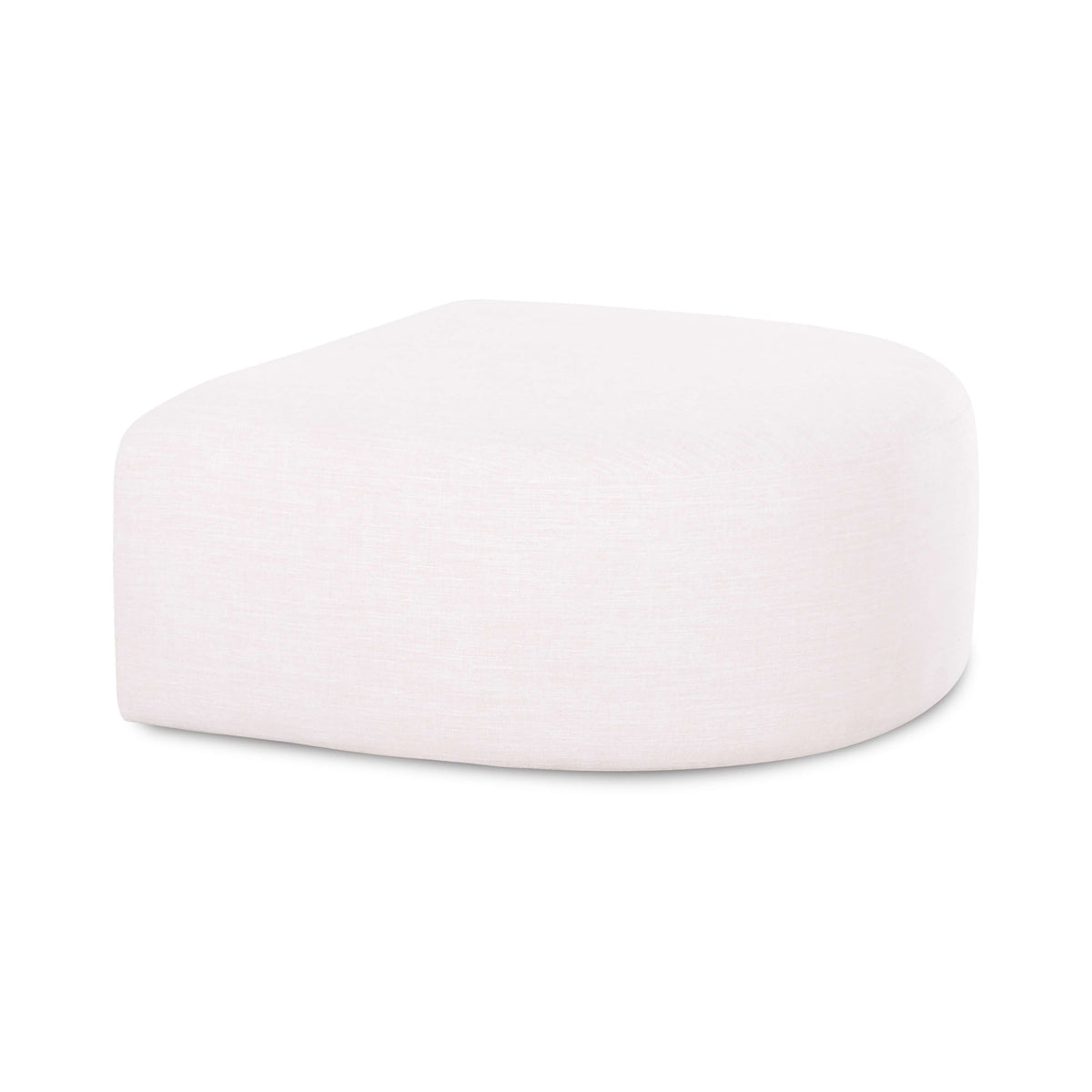 Gorge performance fabric modular ottoman in neutral cream upholstery angled view