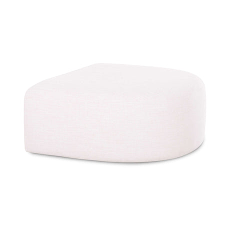 Gorge performance fabric modular ottoman in neutral cream upholstery angled view