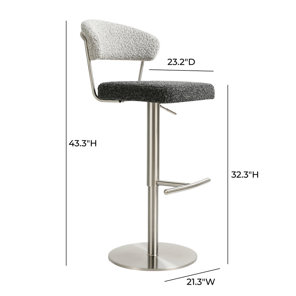 Cosmo Black and Grey Boucle Adjustable Stool dimensions