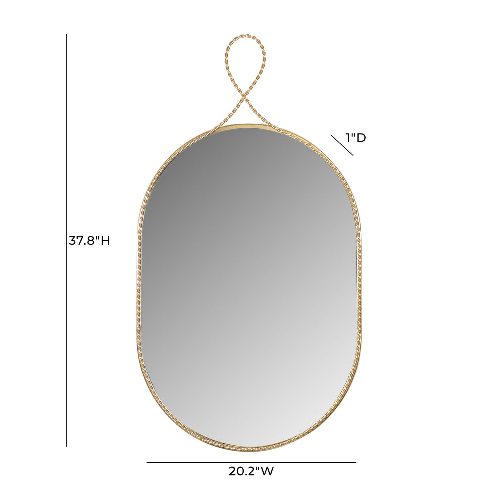 Ravina 20"X38" Braided Brass Oval Wall Mirror dimensions