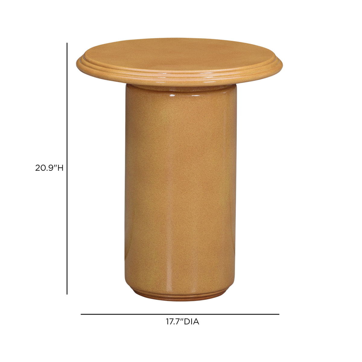 Tate turmeric concrete outdoor side table positioned in modern patio lounge setting
