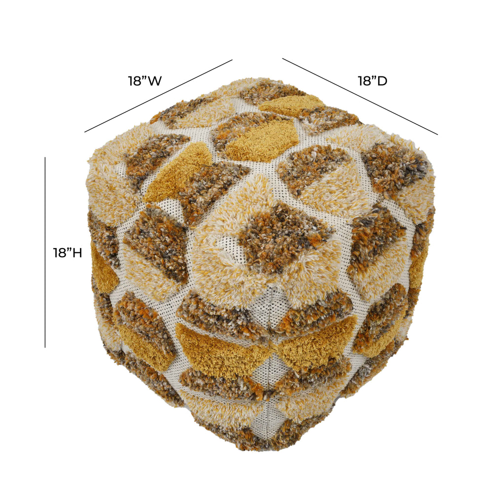 Sawyer Natural Tones Tufted Pouf dimensions