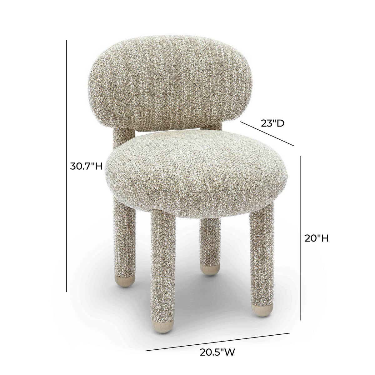 Manu Performance Fabric Side Chair side view showing low-profile armless clearance