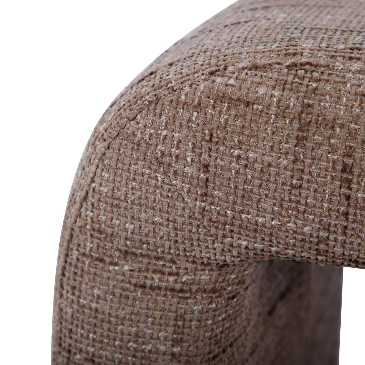 Top angle of the striped upholstered side table and accent seat