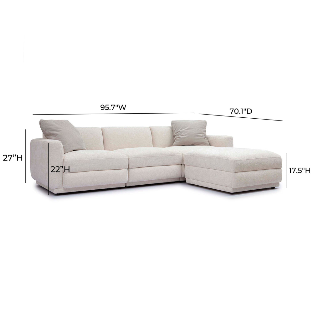 Perry 4-Piece Cream Chenille Modular Sectional dimensions