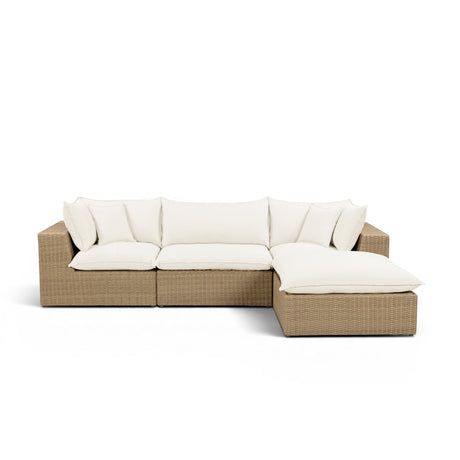 Cali 4-Piece Performance Fabric and Wicker Outdoor Sectional performance fabric cushion close up