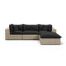 Cali 4-Piece Performance Fabric and Wicker Outdoor Sectional wide view Grey on Brown base