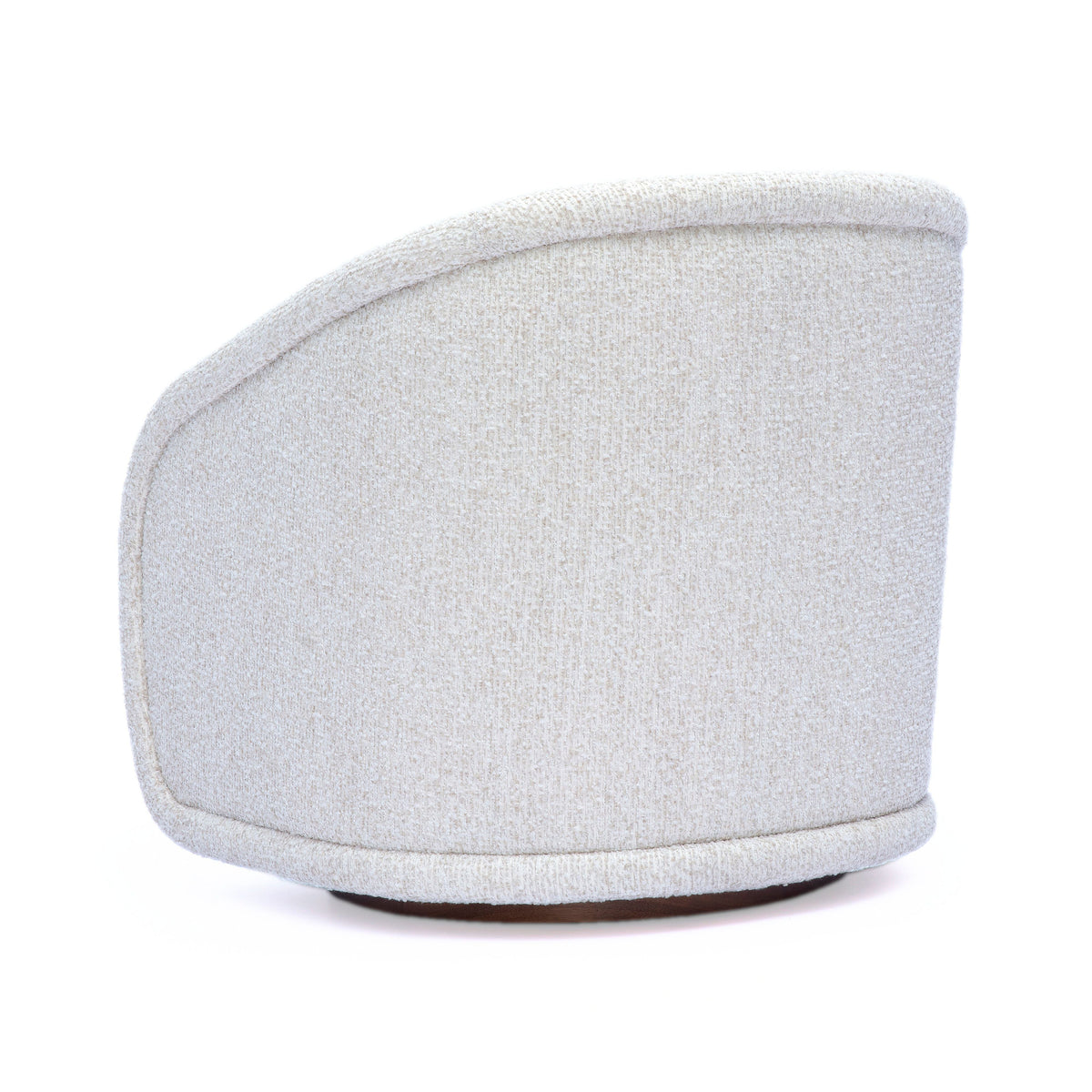 Close-up detail of cream performance boucle fabric texture and tailoring stitches