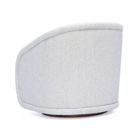 Close-up detail of cream performance boucle fabric texture and tailoring stitches