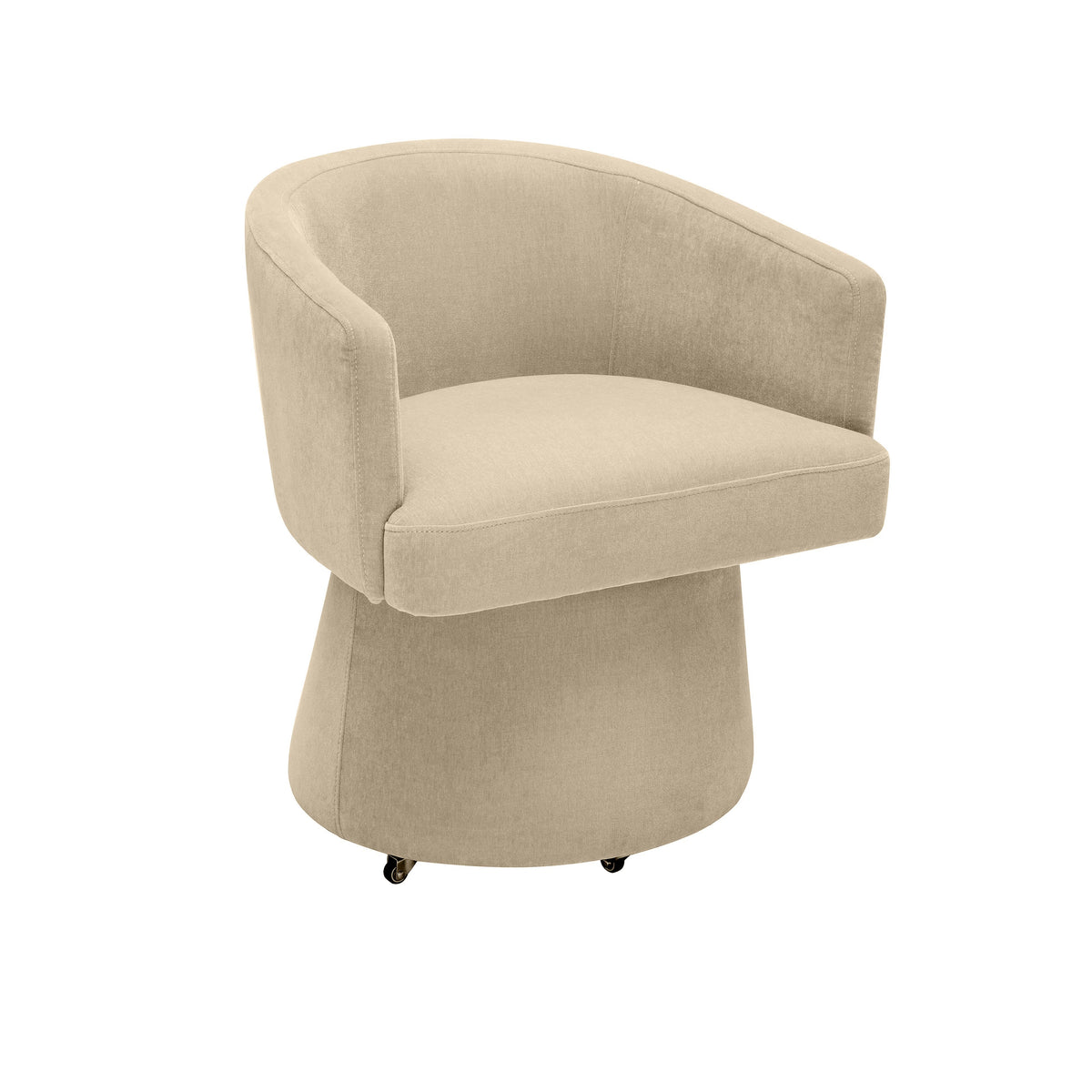 Kristen Rolling Desk Chair in Beige chenille front view