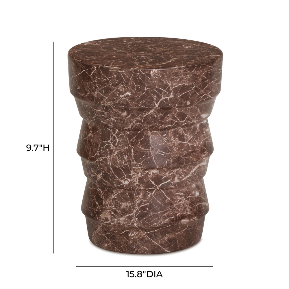 Ayon Faux Red Levanto Marble Indoor/Outdoor Concrete Side Table dimensions