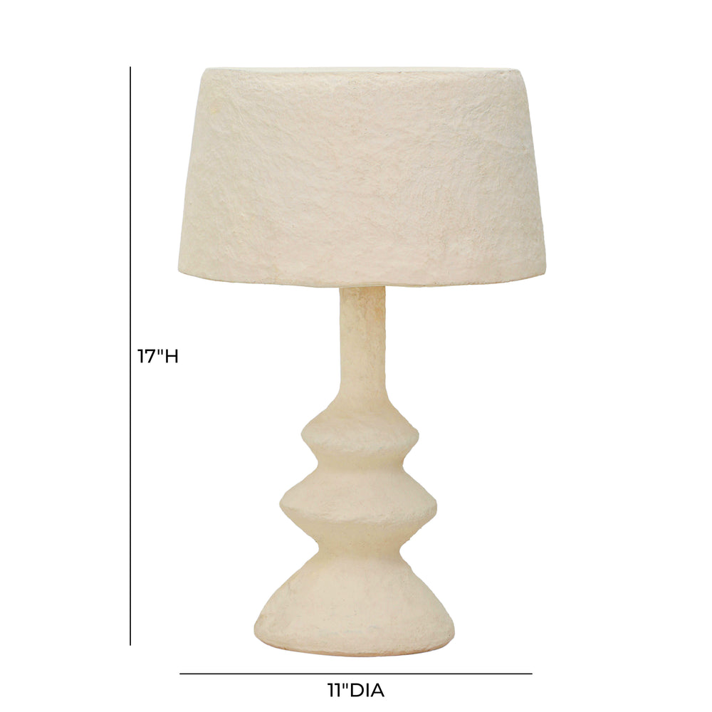 Cream Cotton Mache Table Lamp dimensions