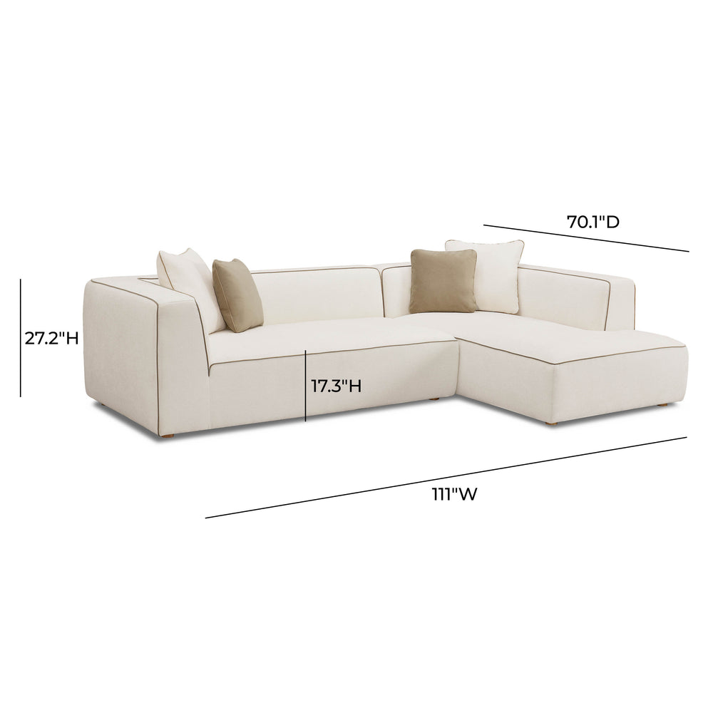 Tristine 2-Piece Cream Linen L-Shaped Sectional dimensions