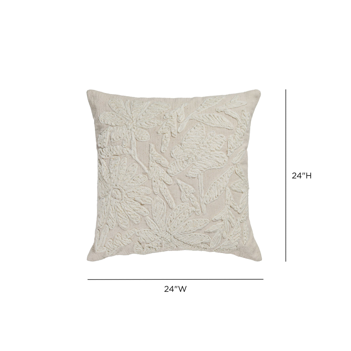 Tabitha 24" Euro Size Square Embroidered Throw Pillow - View 5